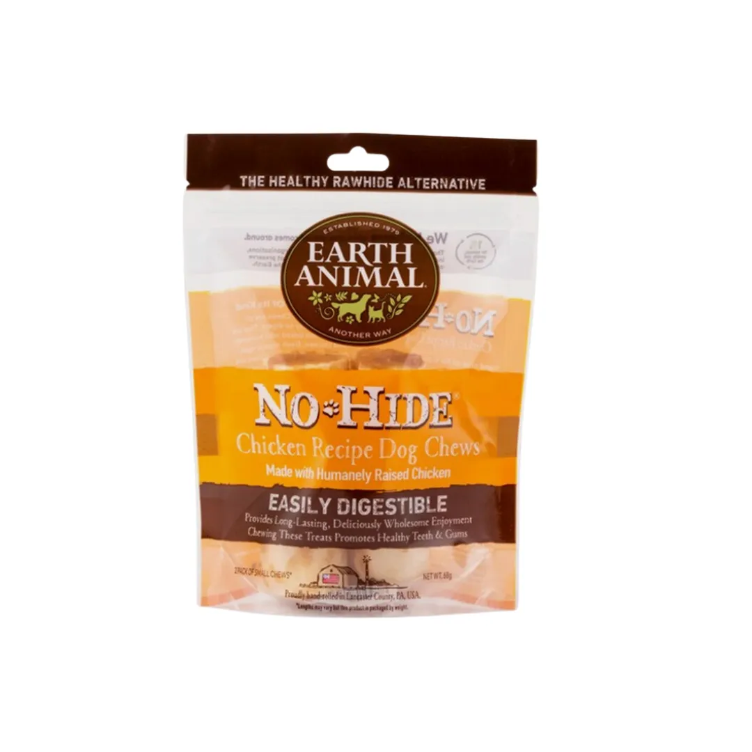 Earth Animal Long Lasting No Hide Chews, Pack of 2, Small & Medium, Available in Beef, Chicken, Peanut Butter, Salmon & Venison