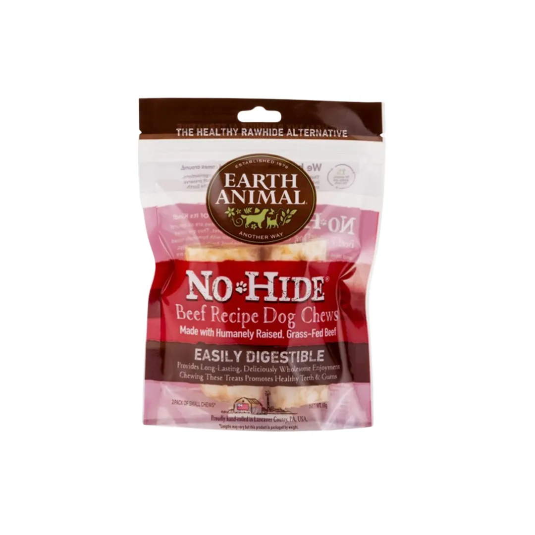 Earth Animal Long Lasting No Hide Chews, Pack of 2, Small & Medium, Available in Beef, Chicken, Peanut Butter, Salmon & Venison