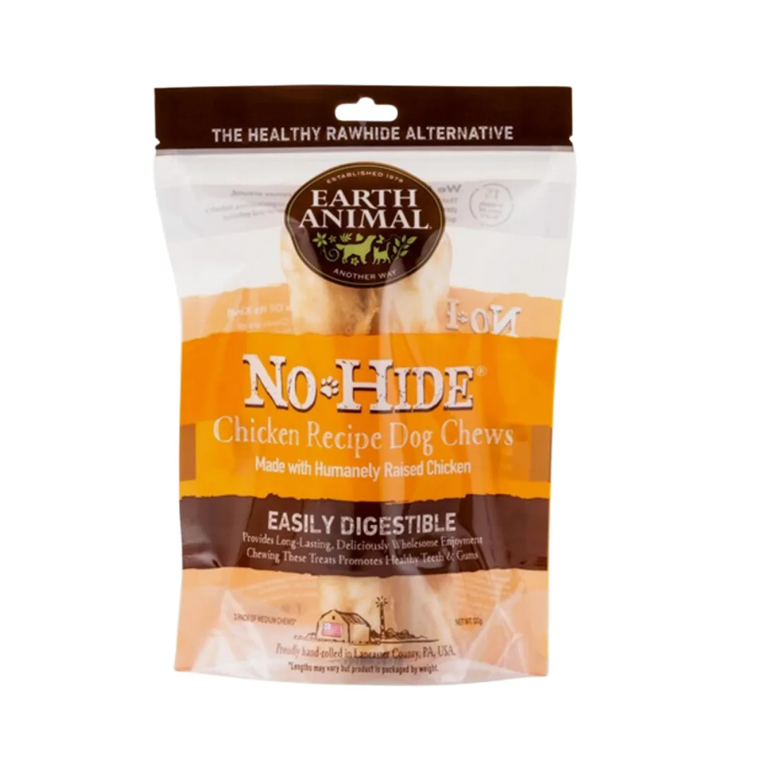 Earth Animal Long Lasting No Hide Chews, Pack of 2, Small & Medium, Available in Beef, Chicken, Peanut Butter, Salmon & Venison