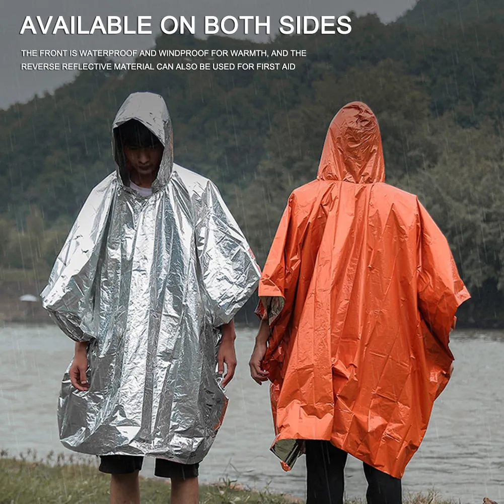 Emergency Raincoat Poncho Aluminum Film Thickened Reflective Long Blanket Bike Cycling Hiking