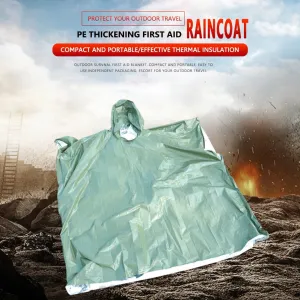 Emergency Raincoat Poncho Aluminum Film Thickened Reflective Long Blanket Bike Cycling Hiking