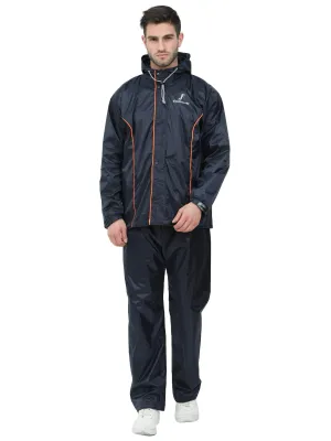 FabSeasons Premium 100% Waterproof Unisex Raincoat for Men & Women with Hood- BlueOrange