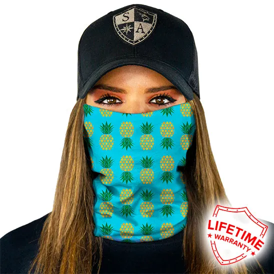 Face Shield Bandana  Pineapple Turquoise