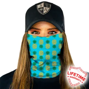 Face Shield Bandana  Pineapple Turquoise