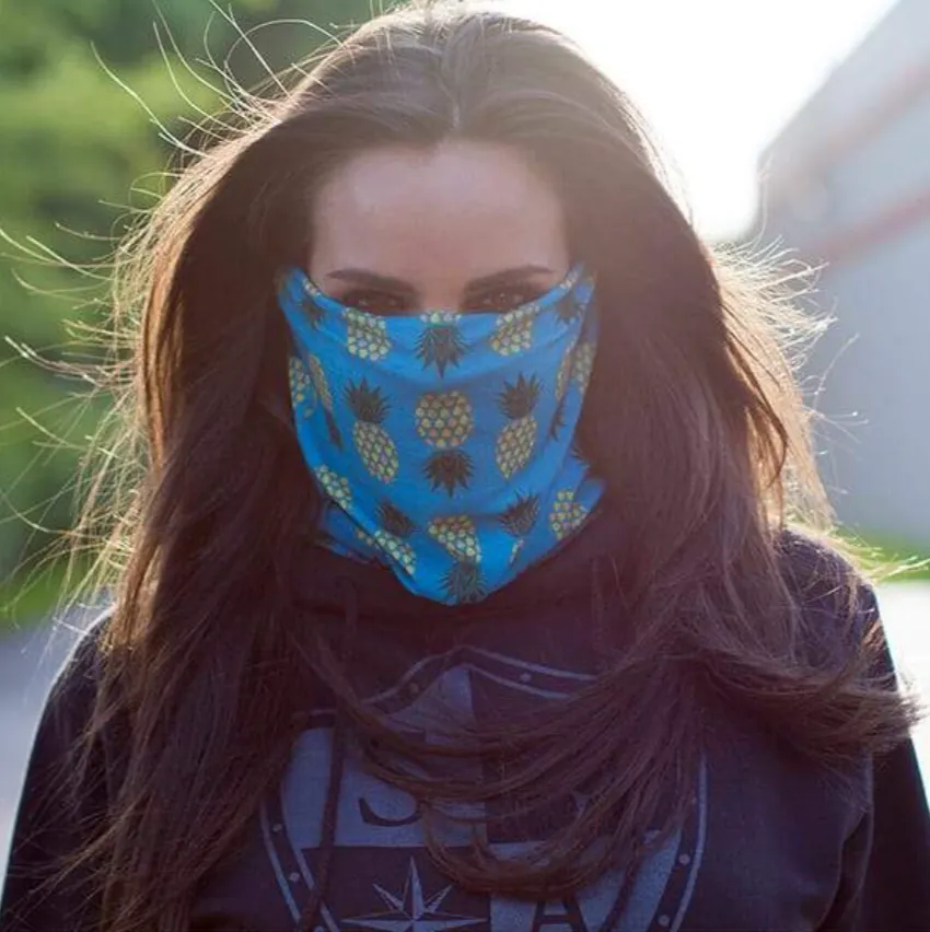 Face Shield Bandana  Pineapple Turquoise