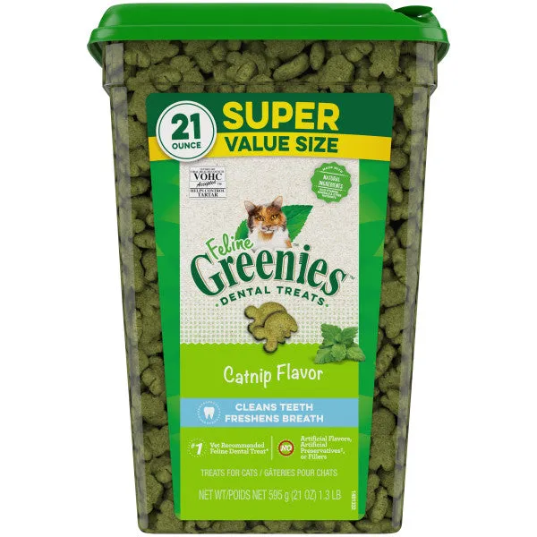 FELINE GREENIES Adult Natural Dental Care Cat Treats, Catnip Recipe