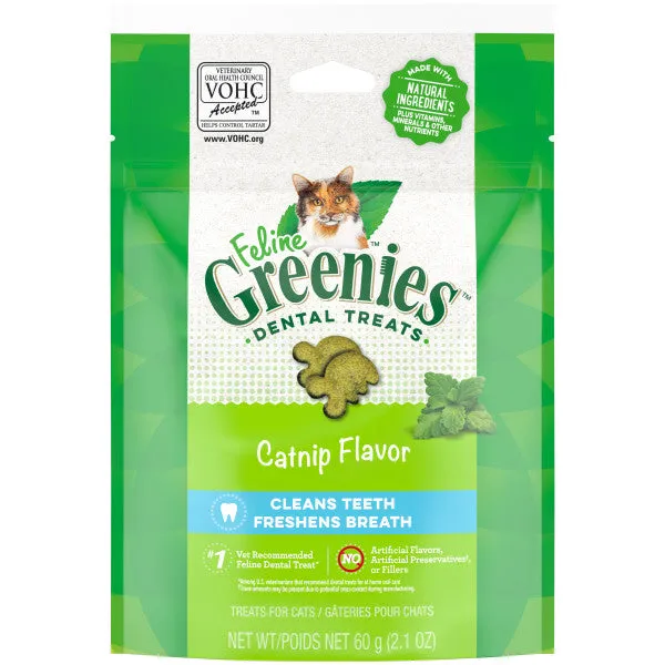 FELINE GREENIES Adult Natural Dental Care Cat Treats, Catnip Recipe