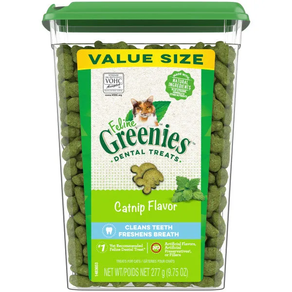 FELINE GREENIES Adult Natural Dental Care Cat Treats, Catnip Recipe