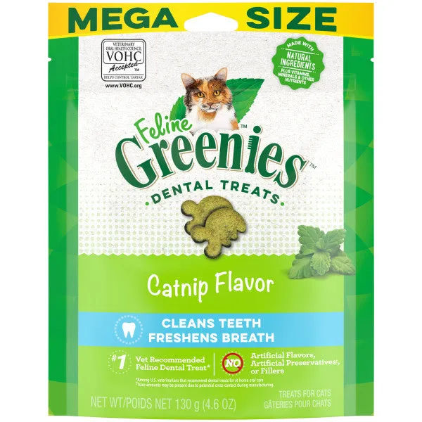 FELINE GREENIES Adult Natural Dental Care Cat Treats, Catnip Recipe