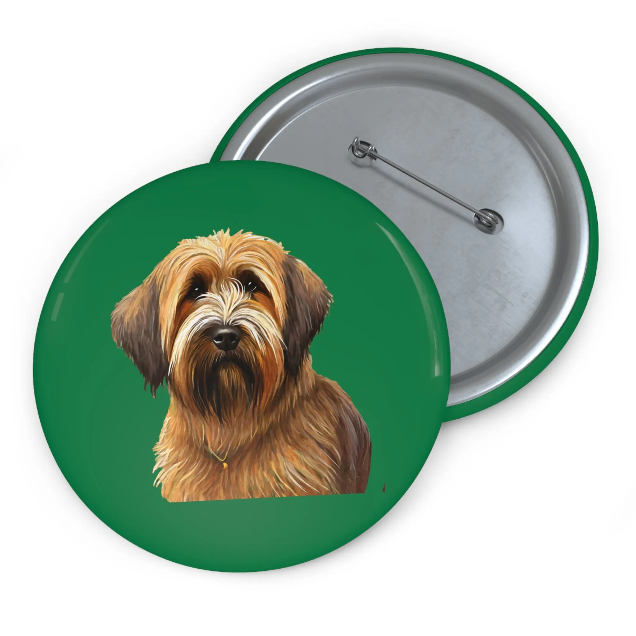 French Briard Metal Pinback Buttons