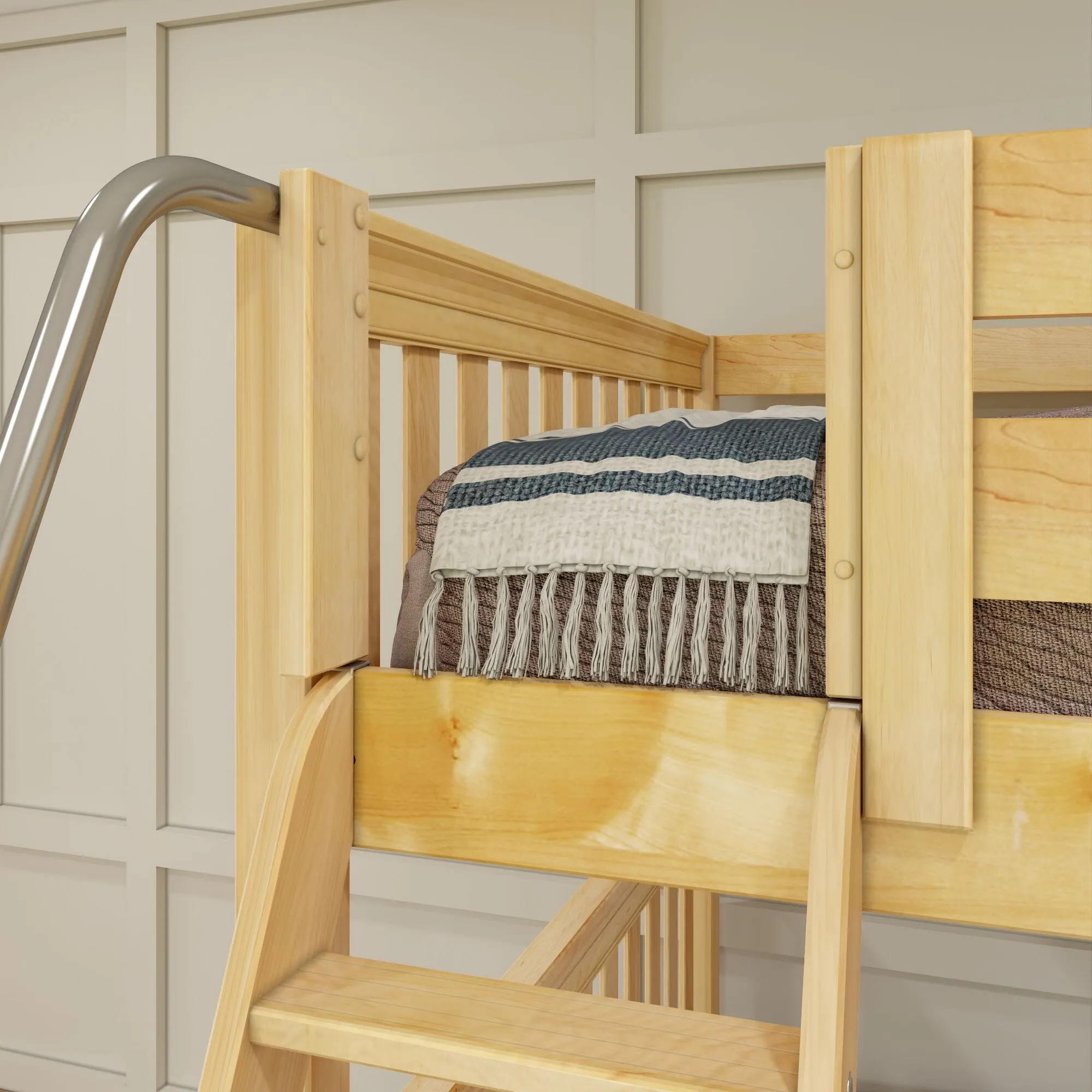 Full XL   Twin XL High Corner Bunk with Angled Ladder and Stairs