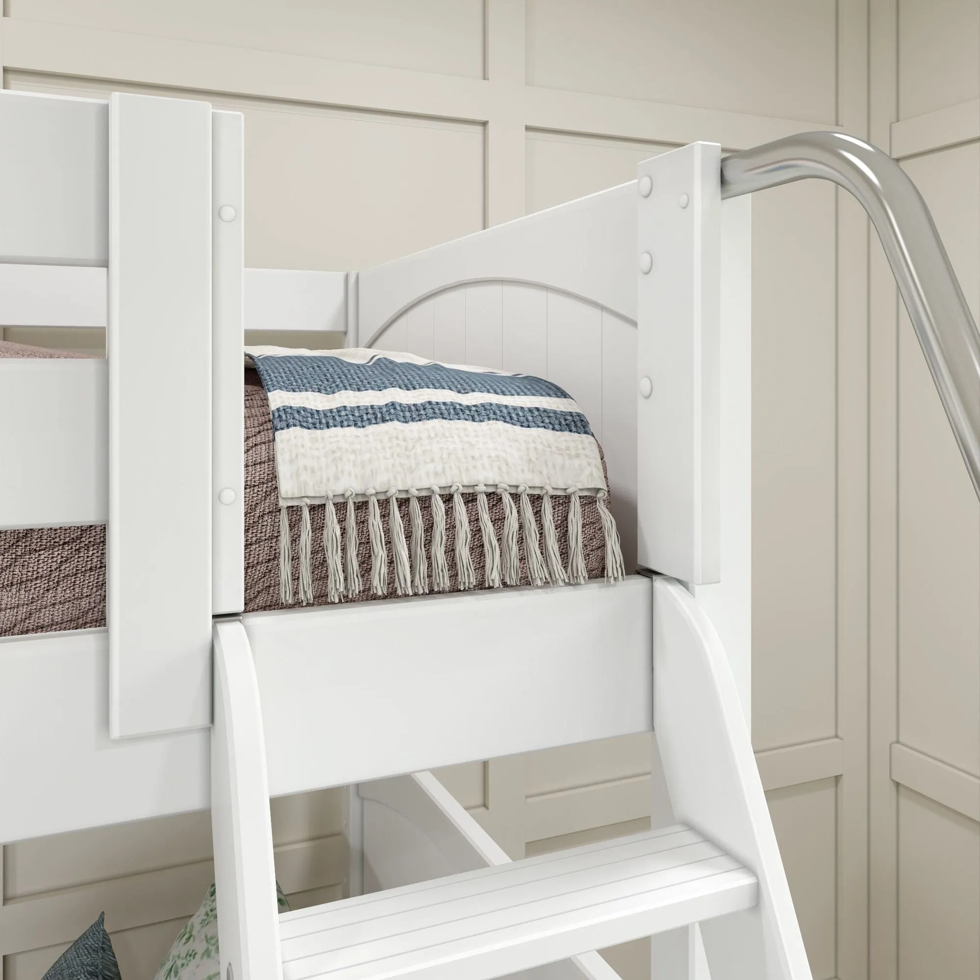 Full XL   Twin XL High Corner Bunk with Angled Ladder and Stairs