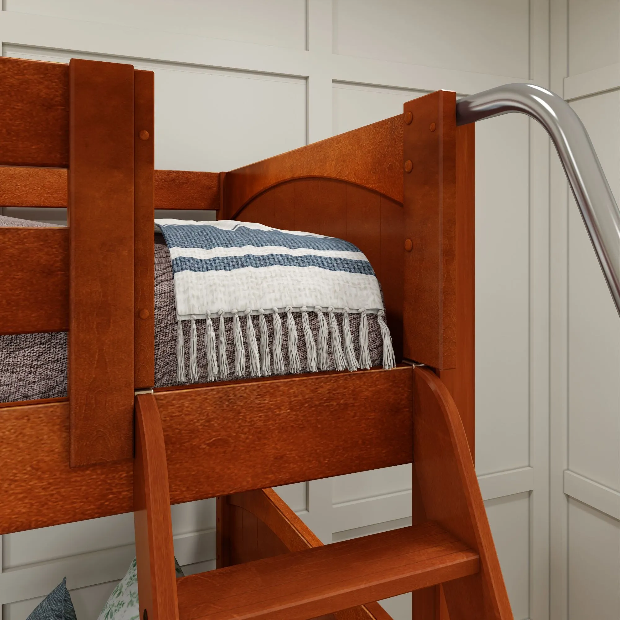 Full XL   Twin XL High Corner Bunk with Angled Ladder and Stairs