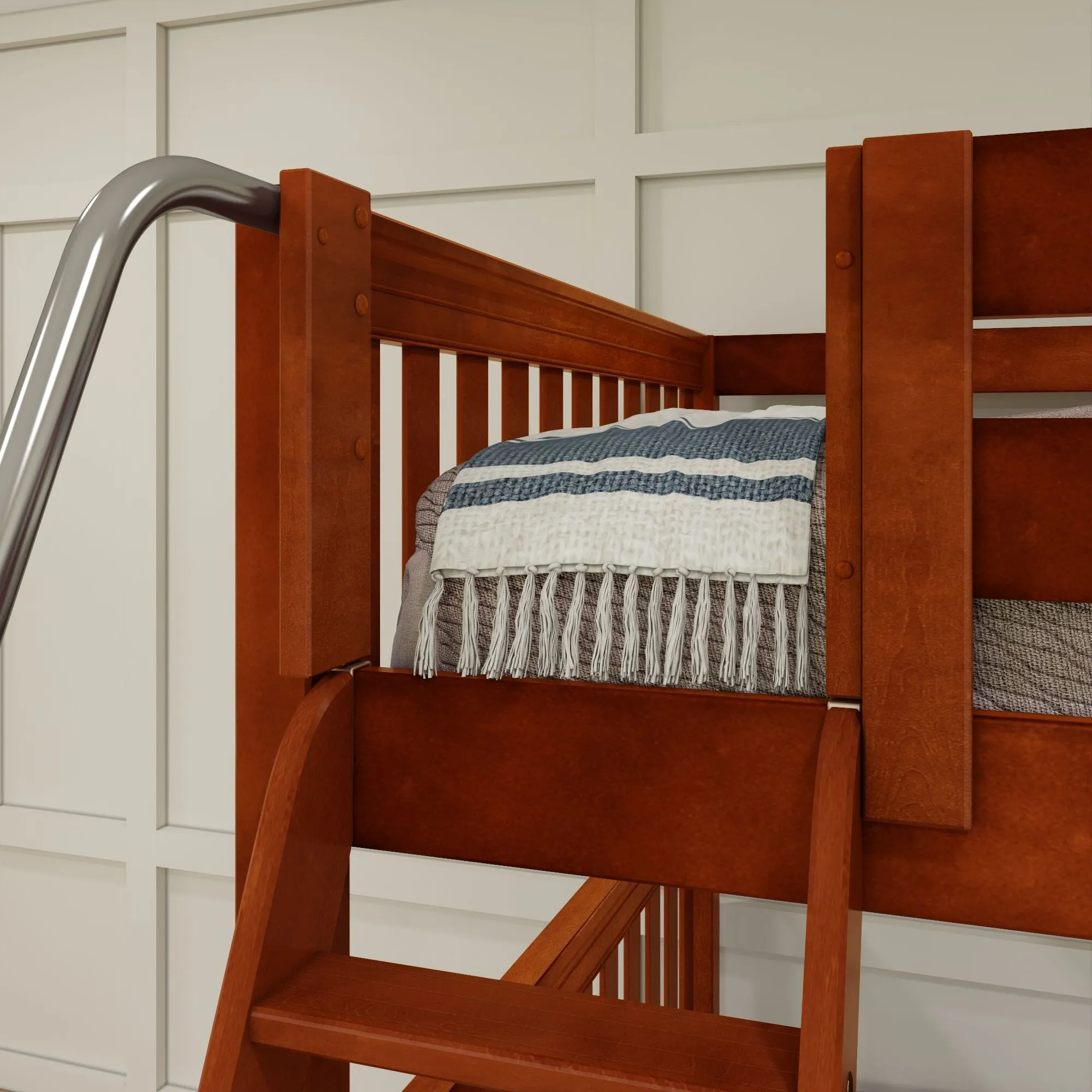 Full XL   Twin XL High Corner Bunk with Angled Ladder and Stairs