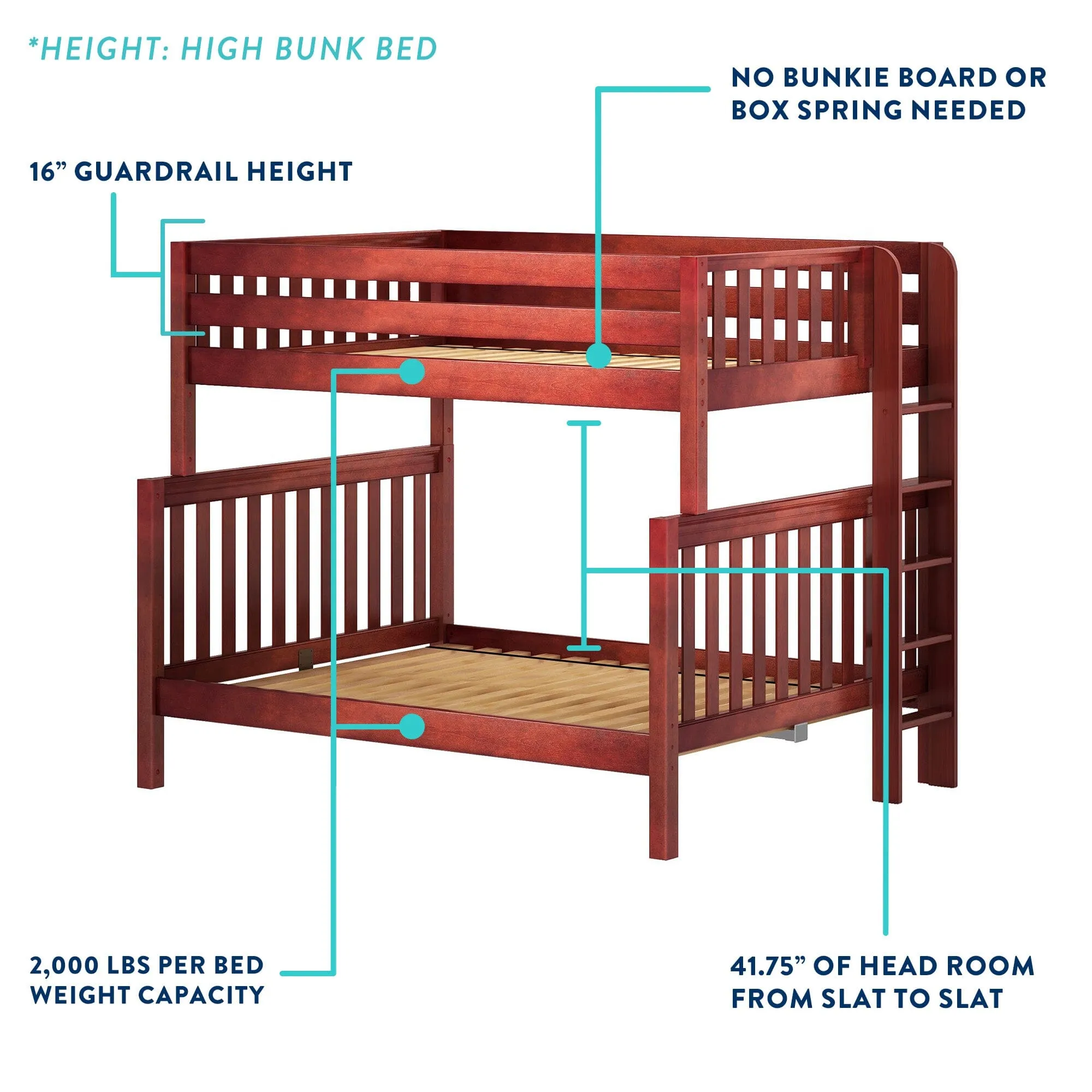 Full XL   Twin XL High Corner Bunk with Angled Ladder and Stairs