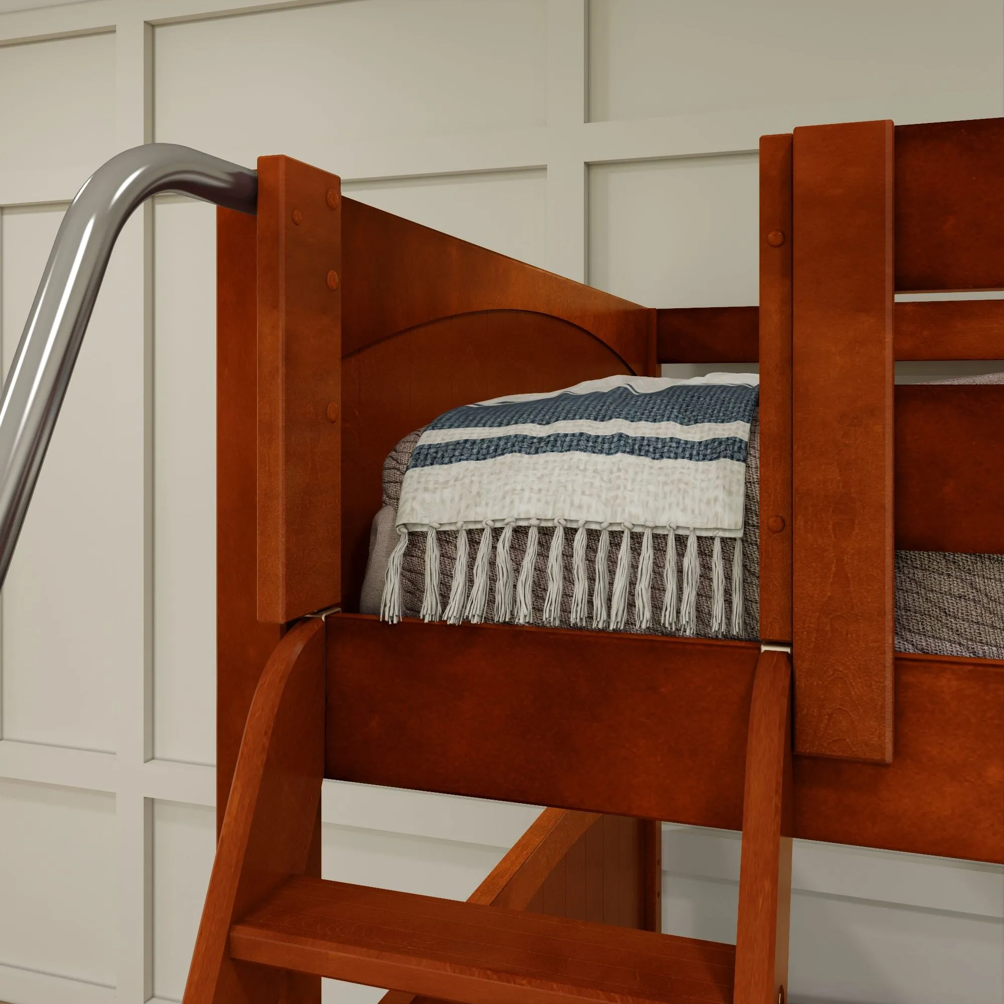 Full XL   Twin XL High Corner Bunk with Angled Ladder and Stairs