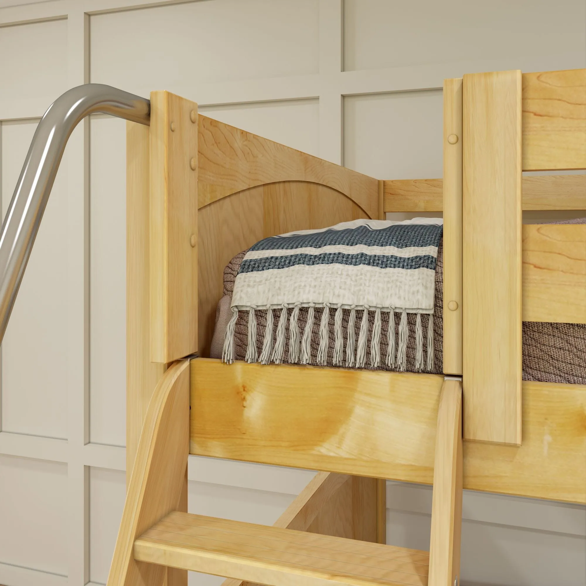 Full XL   Twin XL High Corner Bunk with Angled Ladder and Stairs