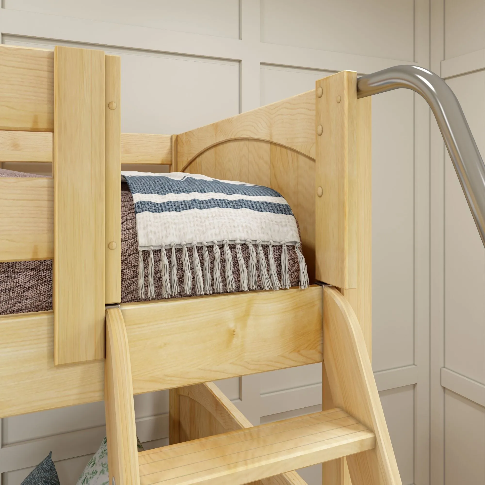 Full XL   Twin XL High Corner Bunk with Angled Ladder and Stairs