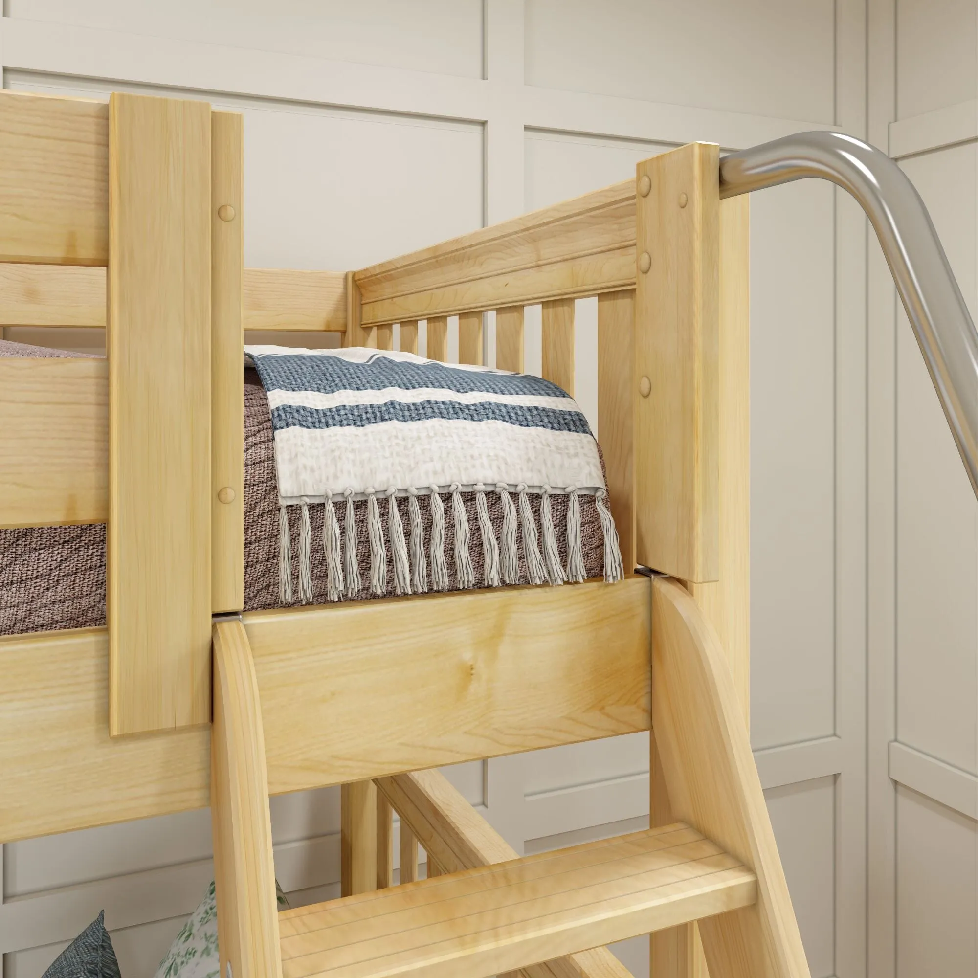 Full XL   Twin XL High Corner Bunk with Angled Ladder and Stairs
