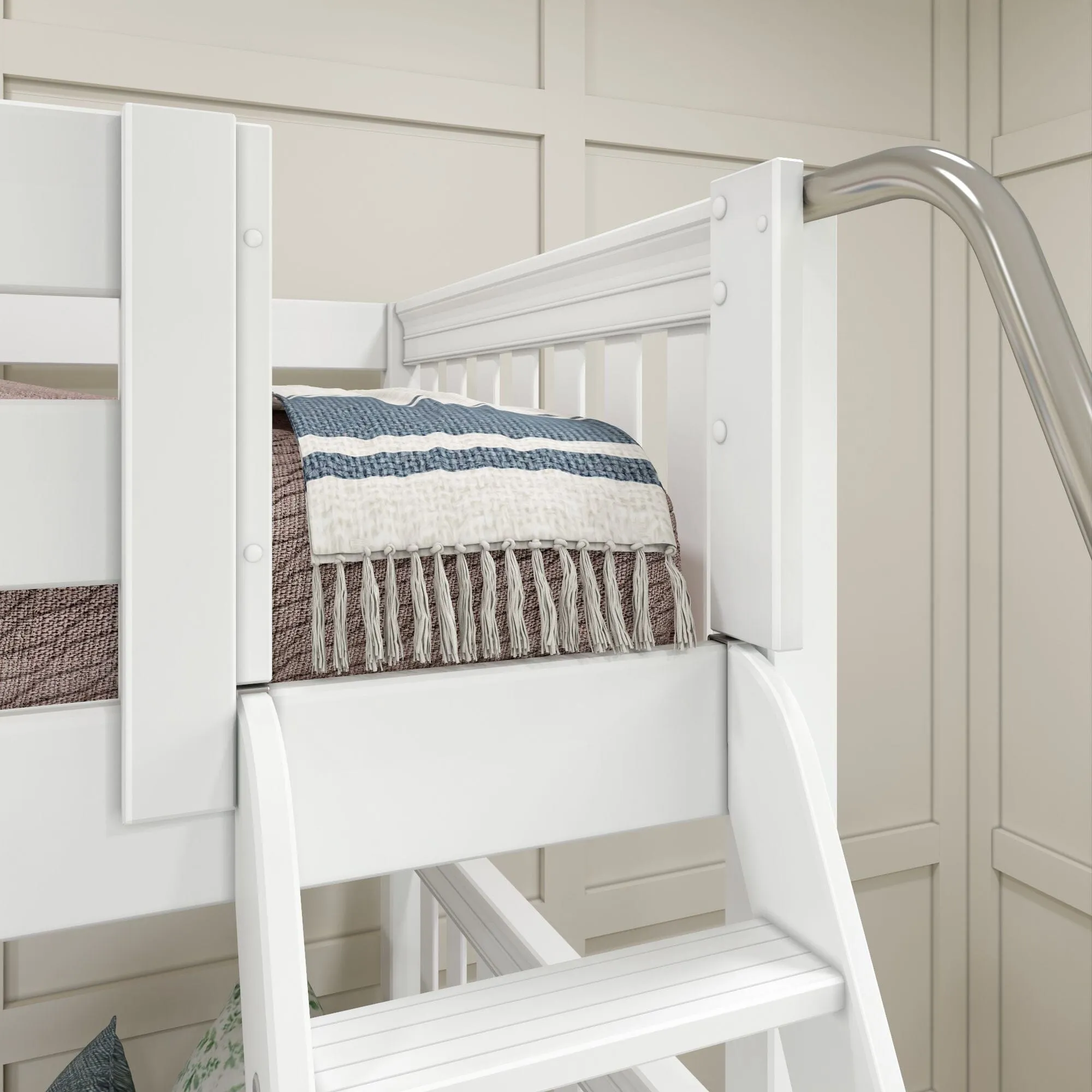 Full XL   Twin XL High Corner Bunk with Angled Ladder and Stairs