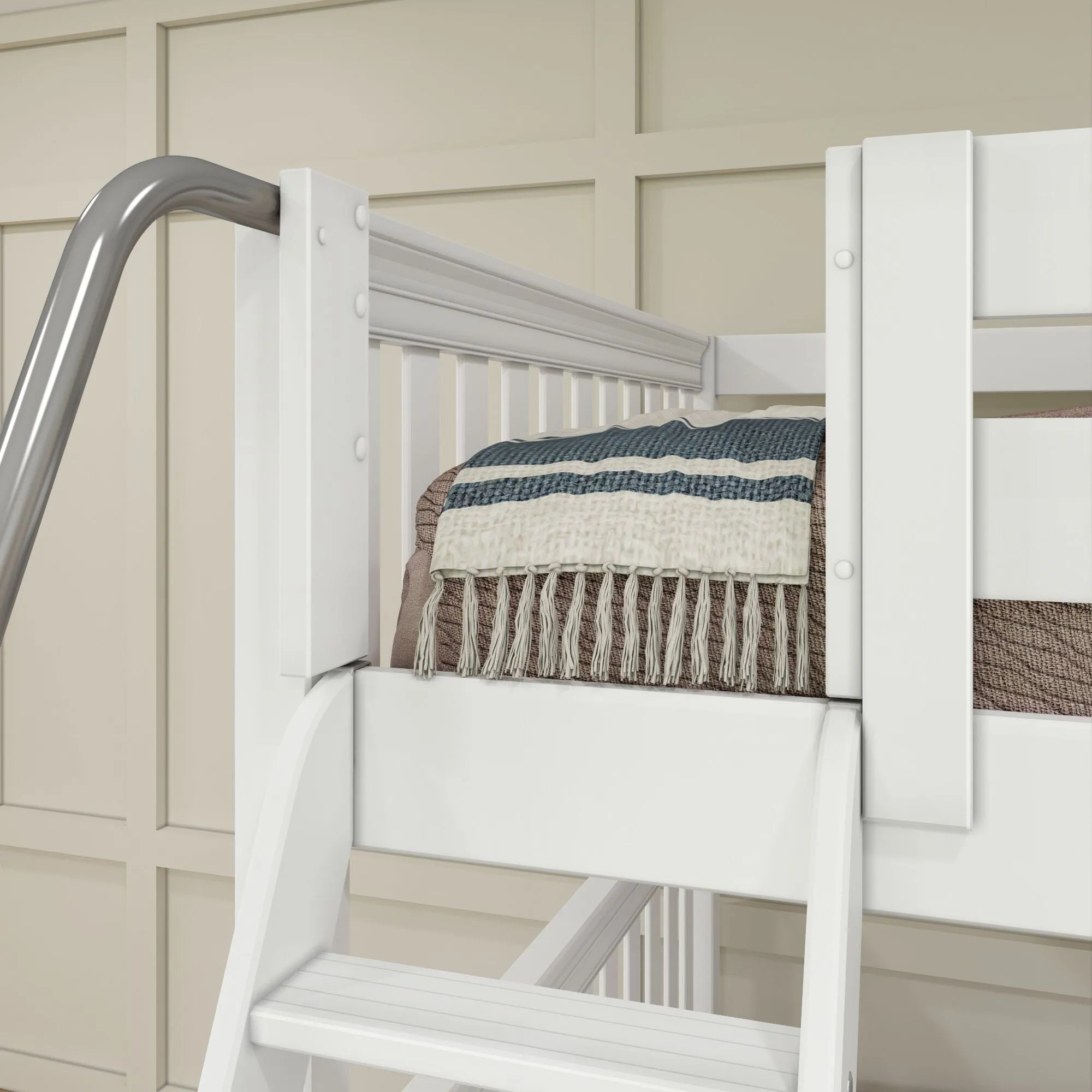 Full XL   Twin XL High Corner Bunk with Angled Ladder and Stairs