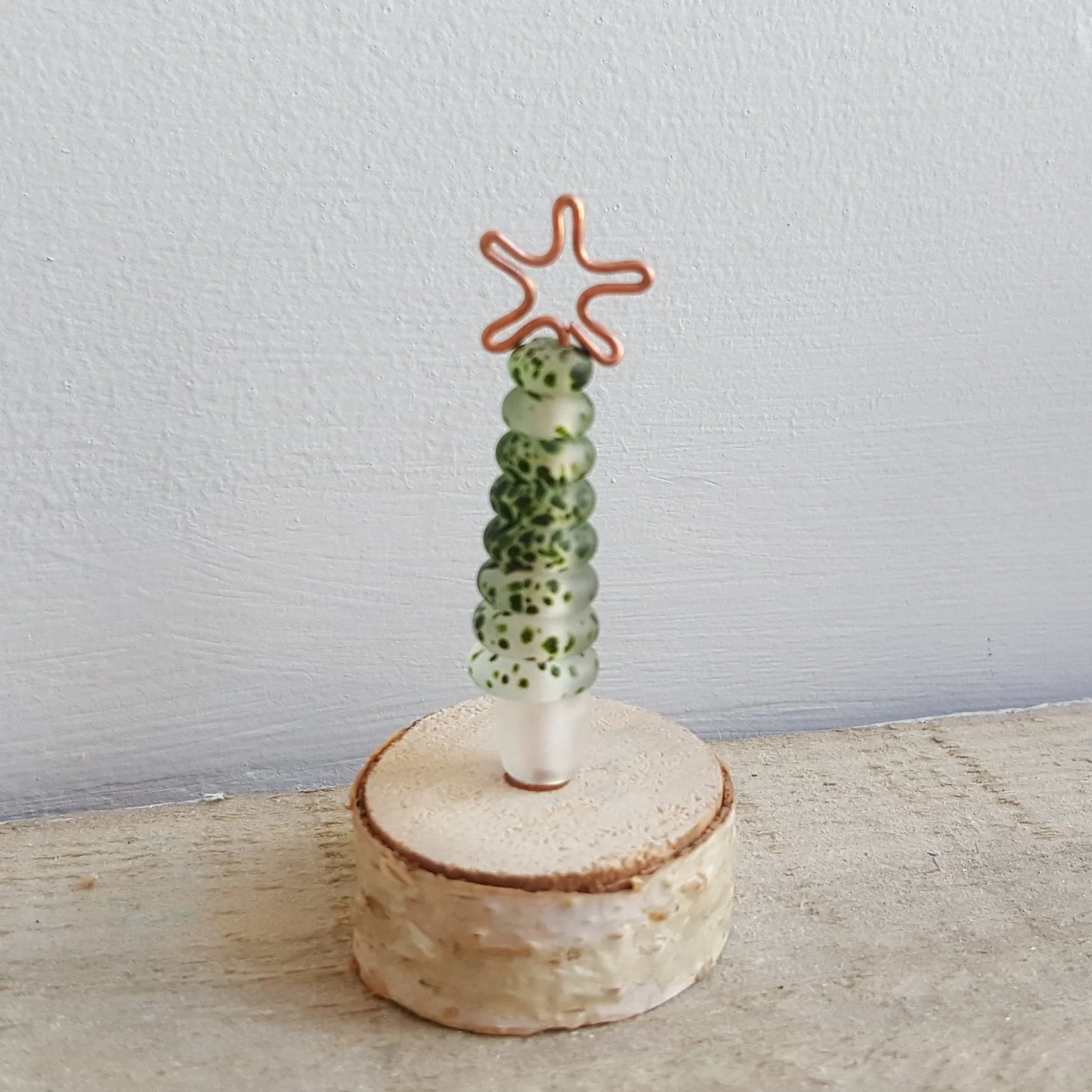Glass Christmas Tree Ornament - Frosted Green Speckle