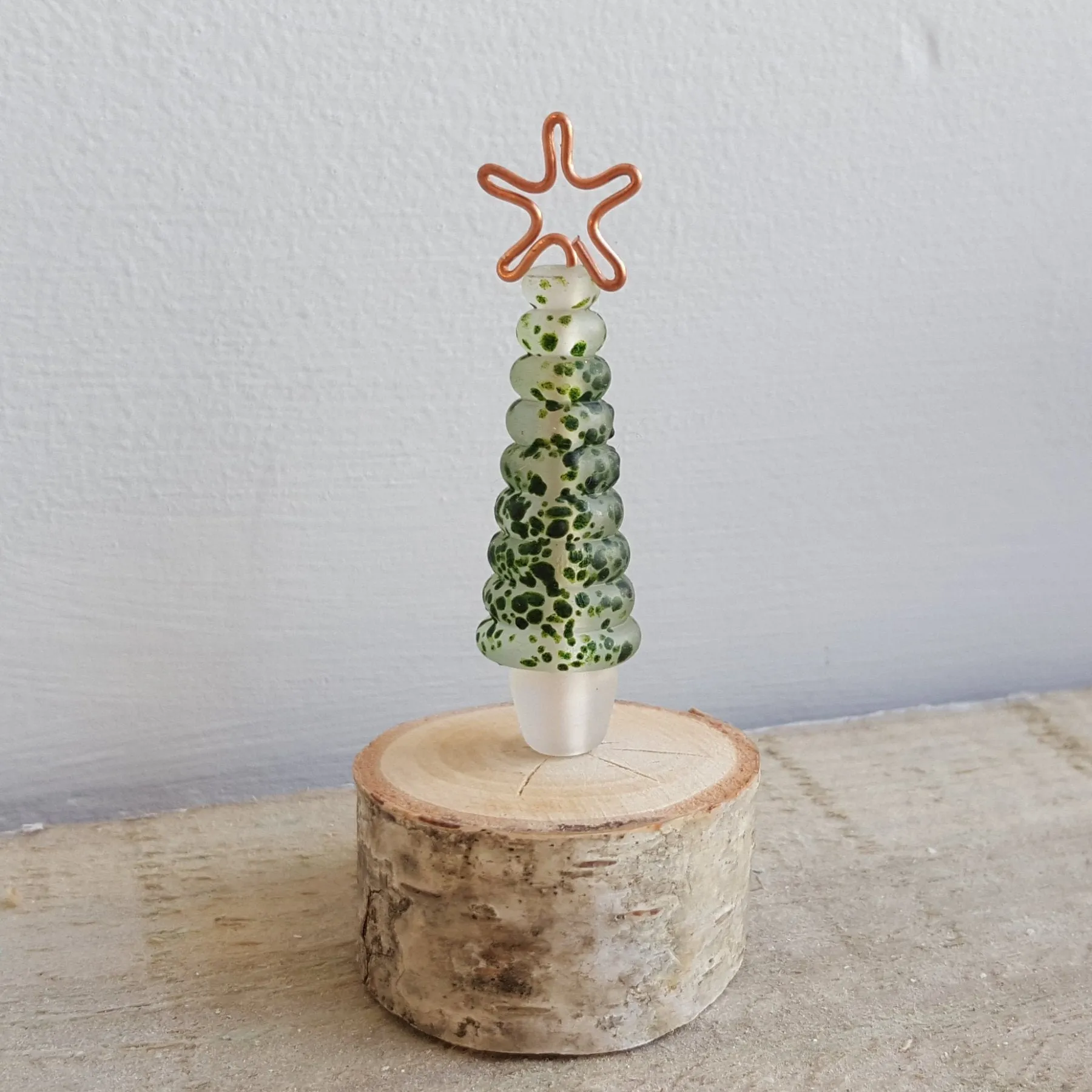 Glass Christmas Tree Ornament - Frosted Green Speckle