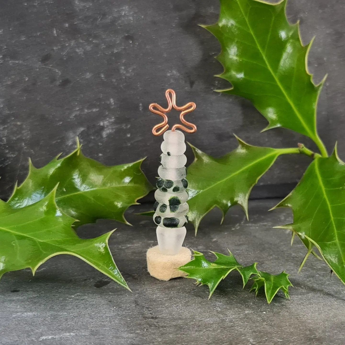 Glass Christmas Tree Ornament - Frosted Green Speckle
