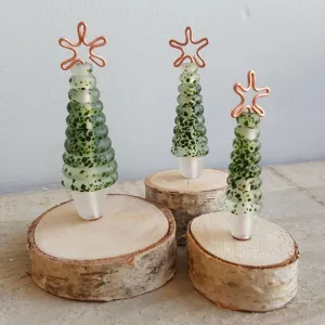 Glass Christmas Tree Ornament - Frosted Green Speckle
