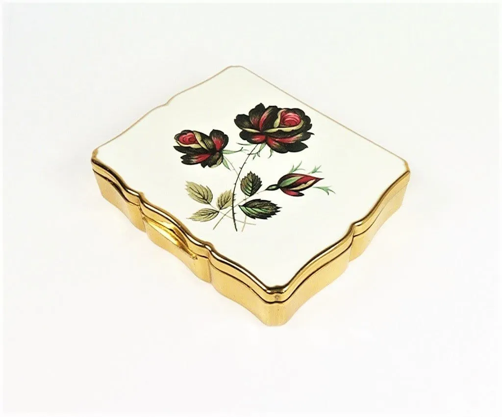 Gorgeous Stratton Music Box 1950s MUSICA Enamelled Music Box Red Roses