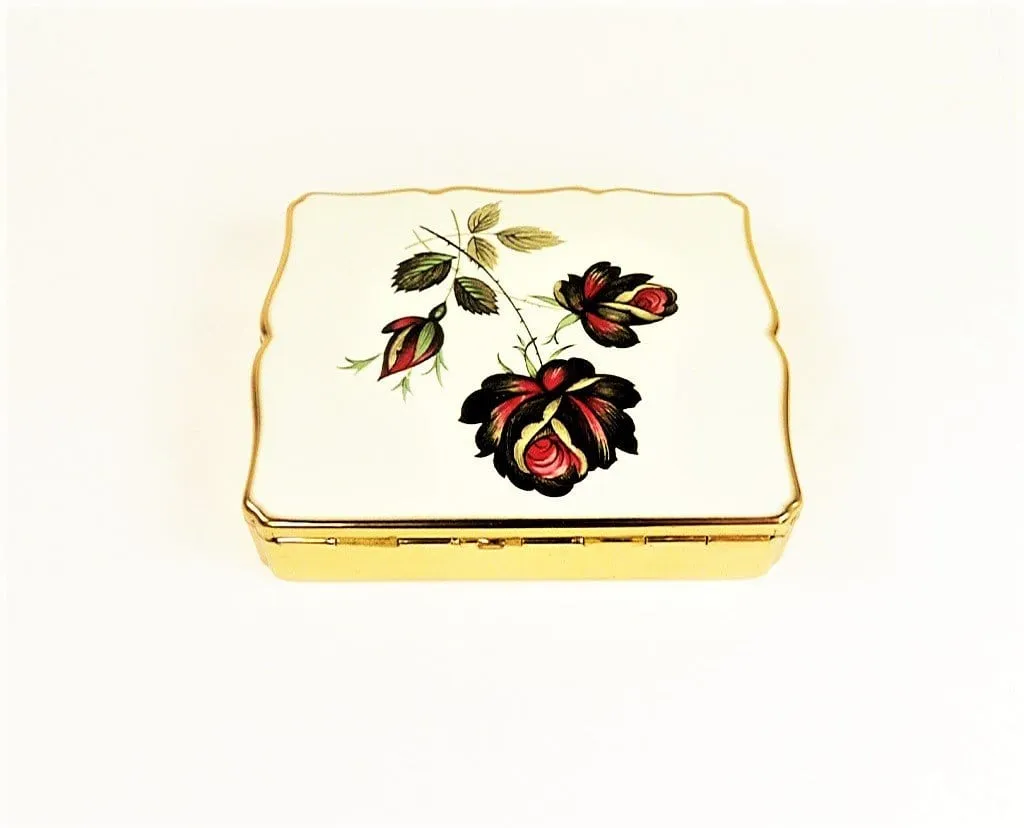 Gorgeous Stratton Music Box 1950s MUSICA Enamelled Music Box Red Roses