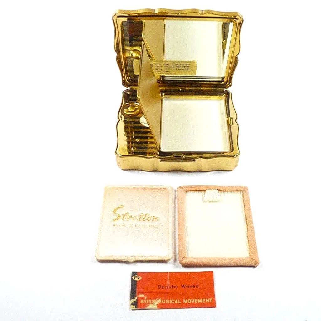 Gorgeous Stratton Music Box 1950s MUSICA Enamelled Music Box Red Roses