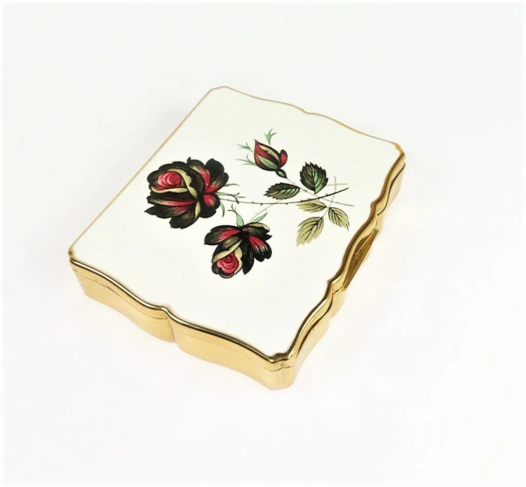 Gorgeous Stratton Music Box 1950s MUSICA Enamelled Music Box Red Roses