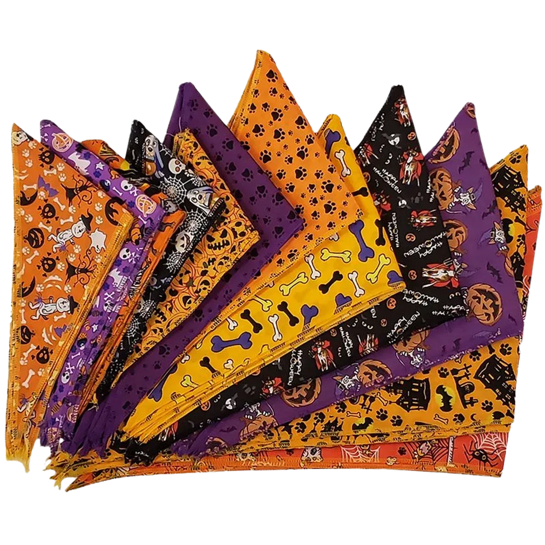 Halloween Bandanas - 60 Assorted Sizes and Patterns by Bandanas Unlimited