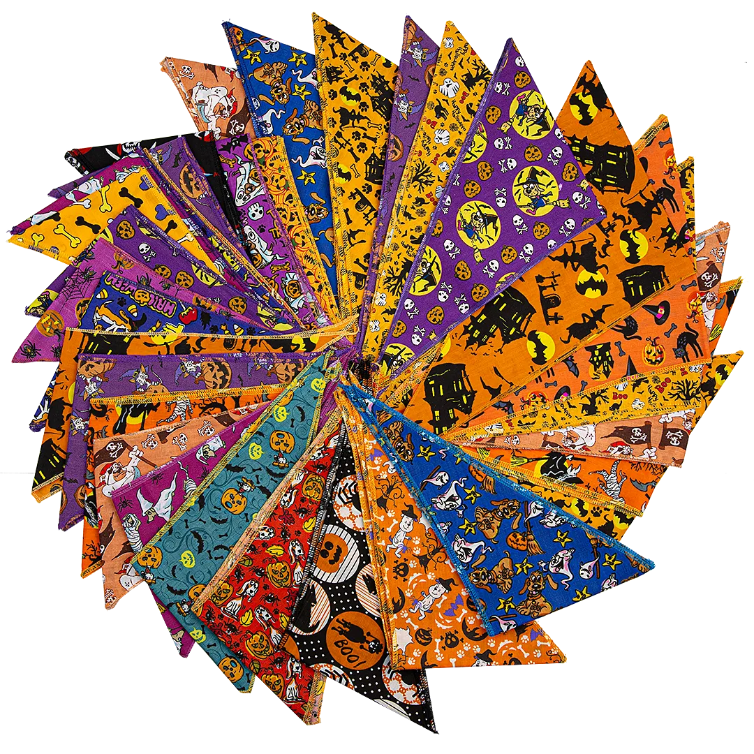 Halloween Bandanas - 60 Assorted Sizes and Patterns by Bandanas Unlimited