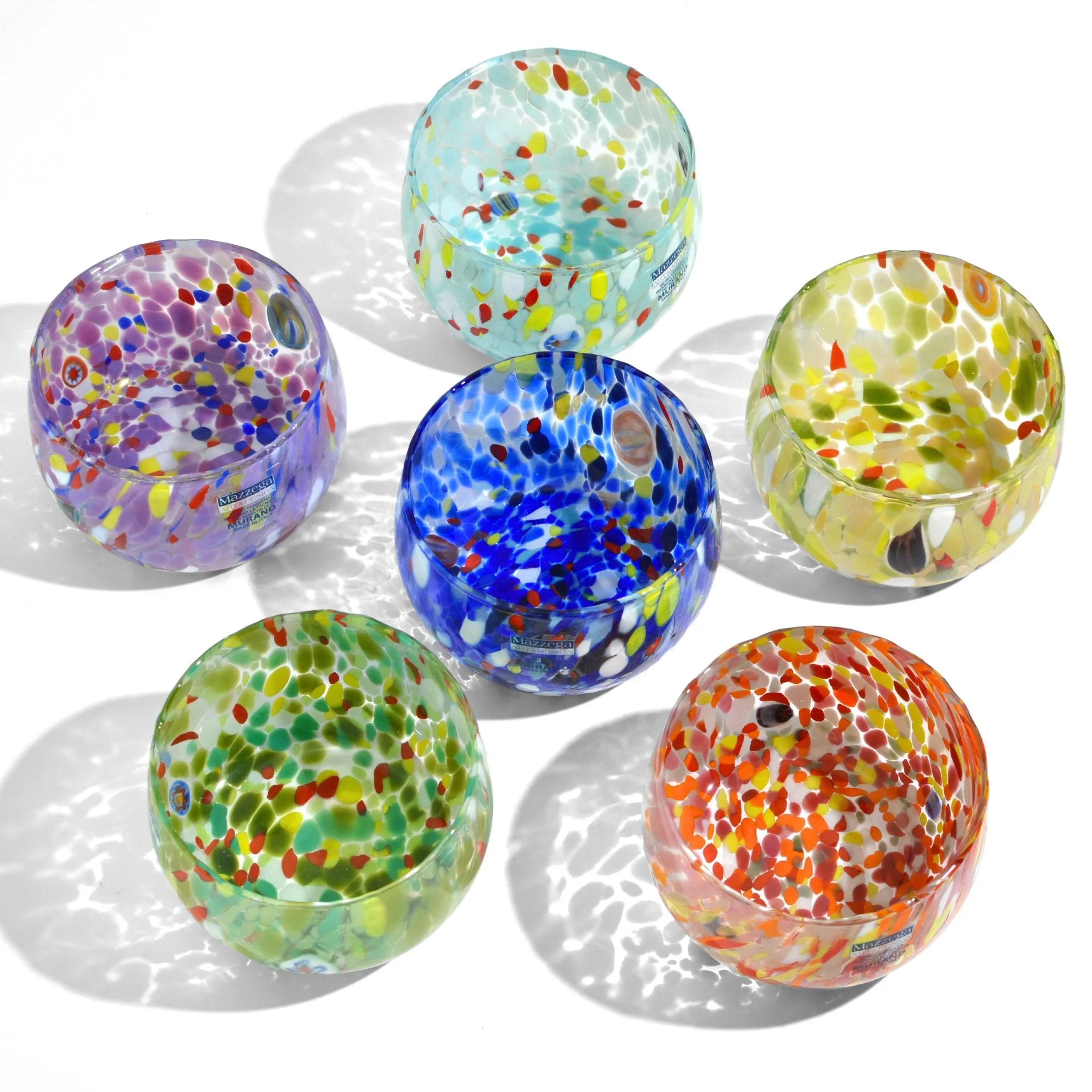 Italian Glass Millefiori Bowls, Set of 6