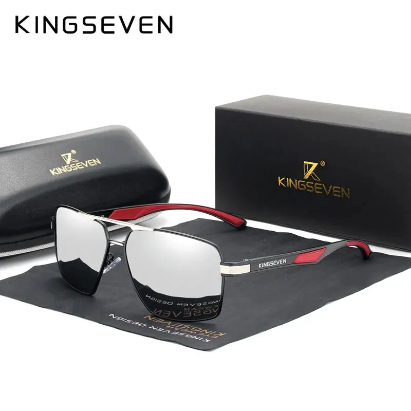 KINGSEVEN Aluminum Men's Sunglasse Polarized Lens Brand Red Design Temples Sun glasses Coating Mirror Glasses