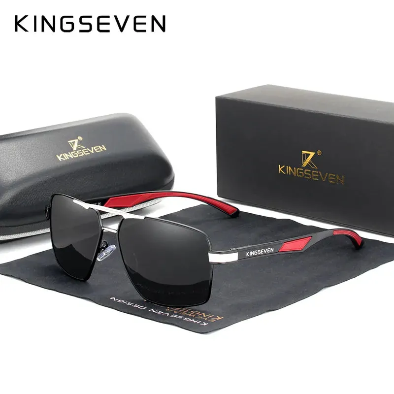 KINGSEVEN Aluminum Men's Sunglasse Polarized Lens Brand Red Design Temples Sun glasses Coating Mirror Glasses