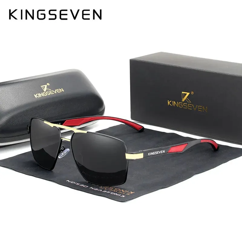 KINGSEVEN Aluminum Men's Sunglasse Polarized Lens Brand Red Design Temples Sun glasses Coating Mirror Glasses