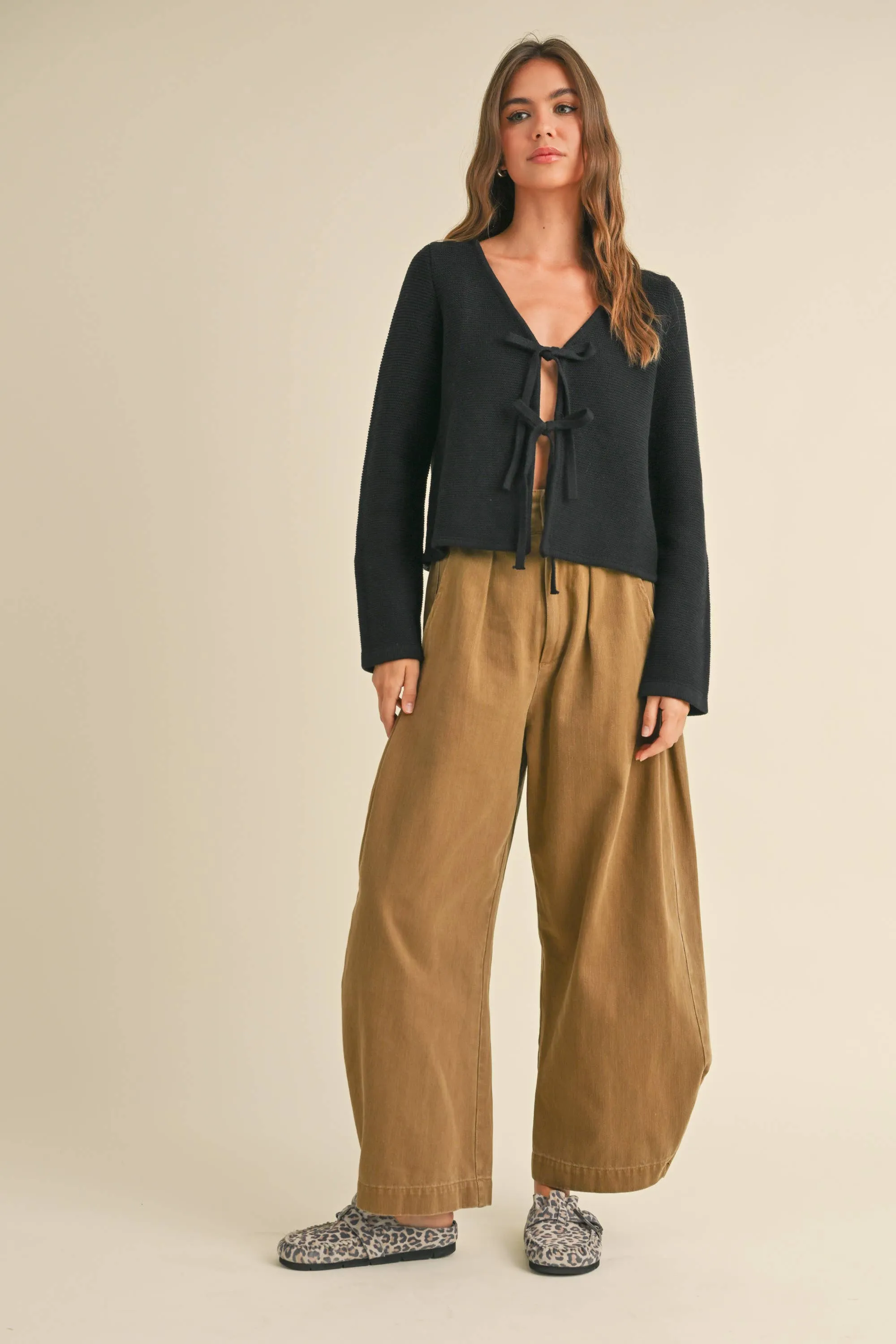 KNIT TIE FRONT CARDIGAN
