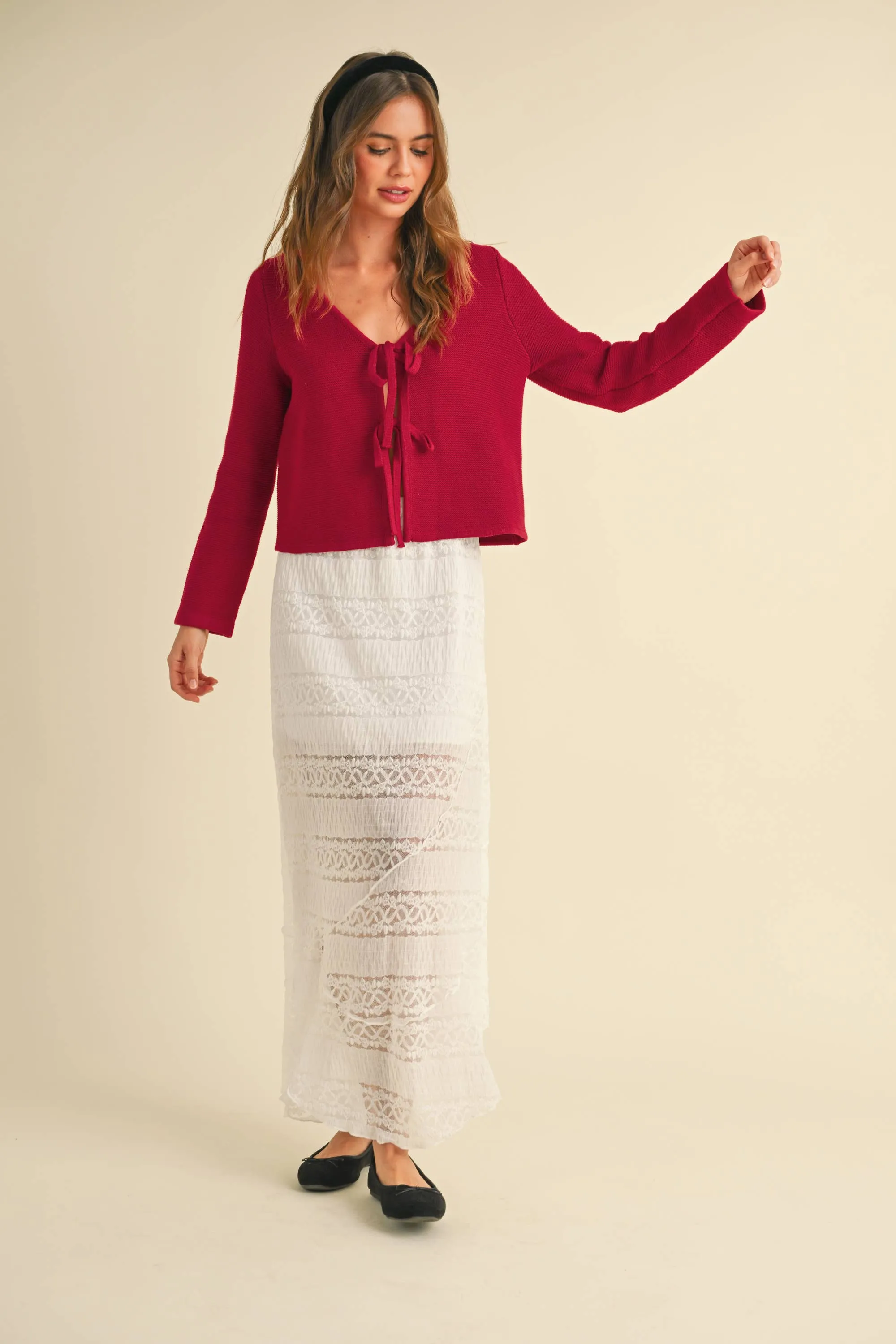 KNIT TIE FRONT CARDIGAN