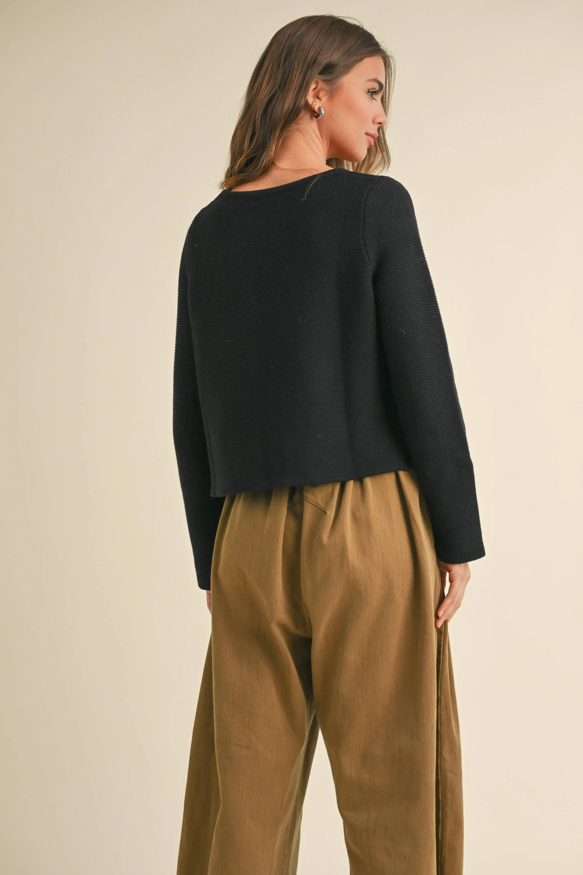 KNIT TIE FRONT CARDIGAN