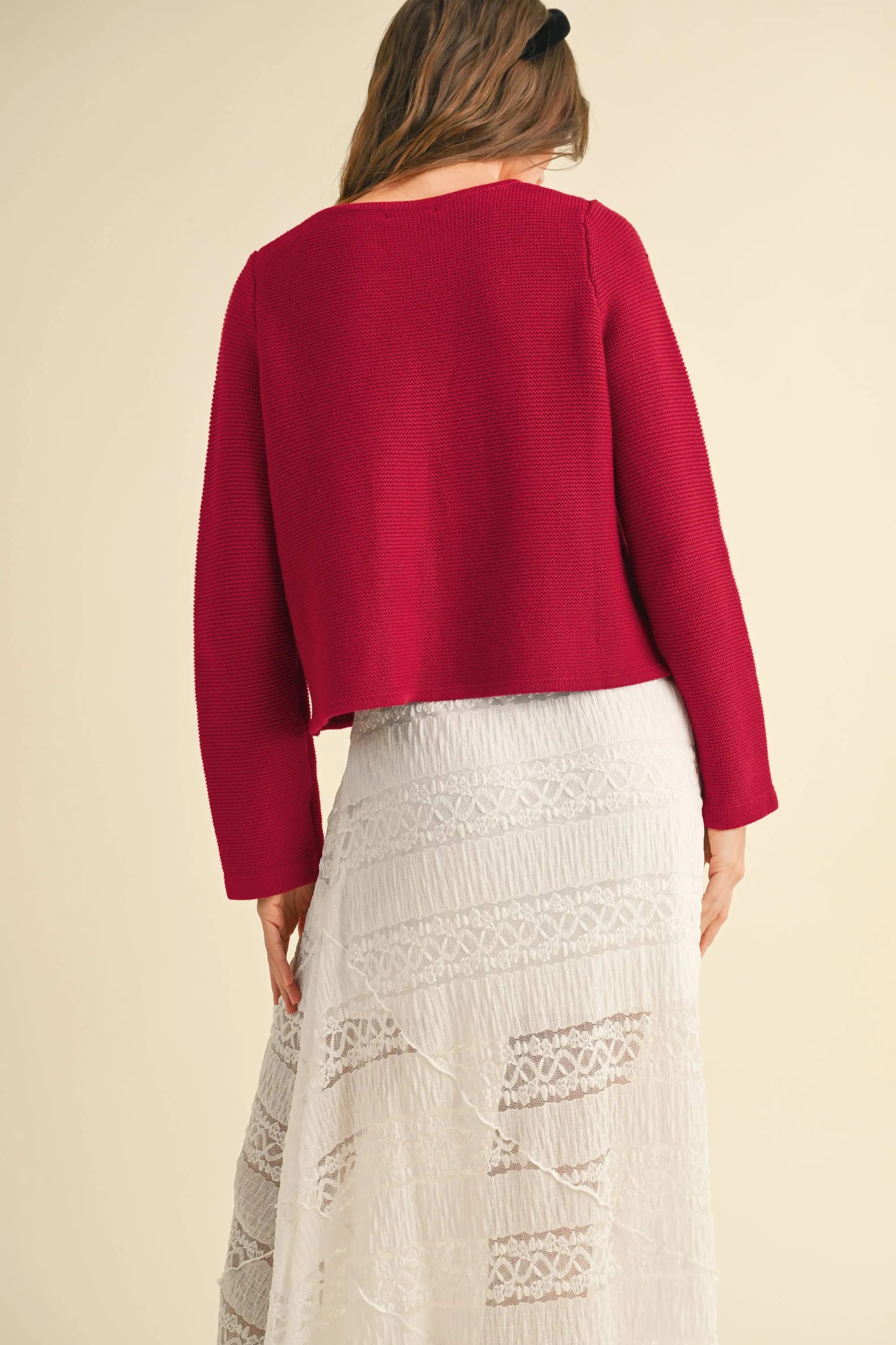 KNIT TIE FRONT CARDIGAN