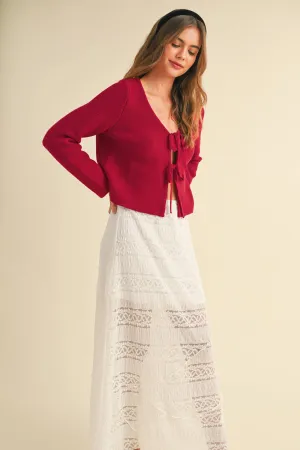 KNIT TIE FRONT CARDIGAN