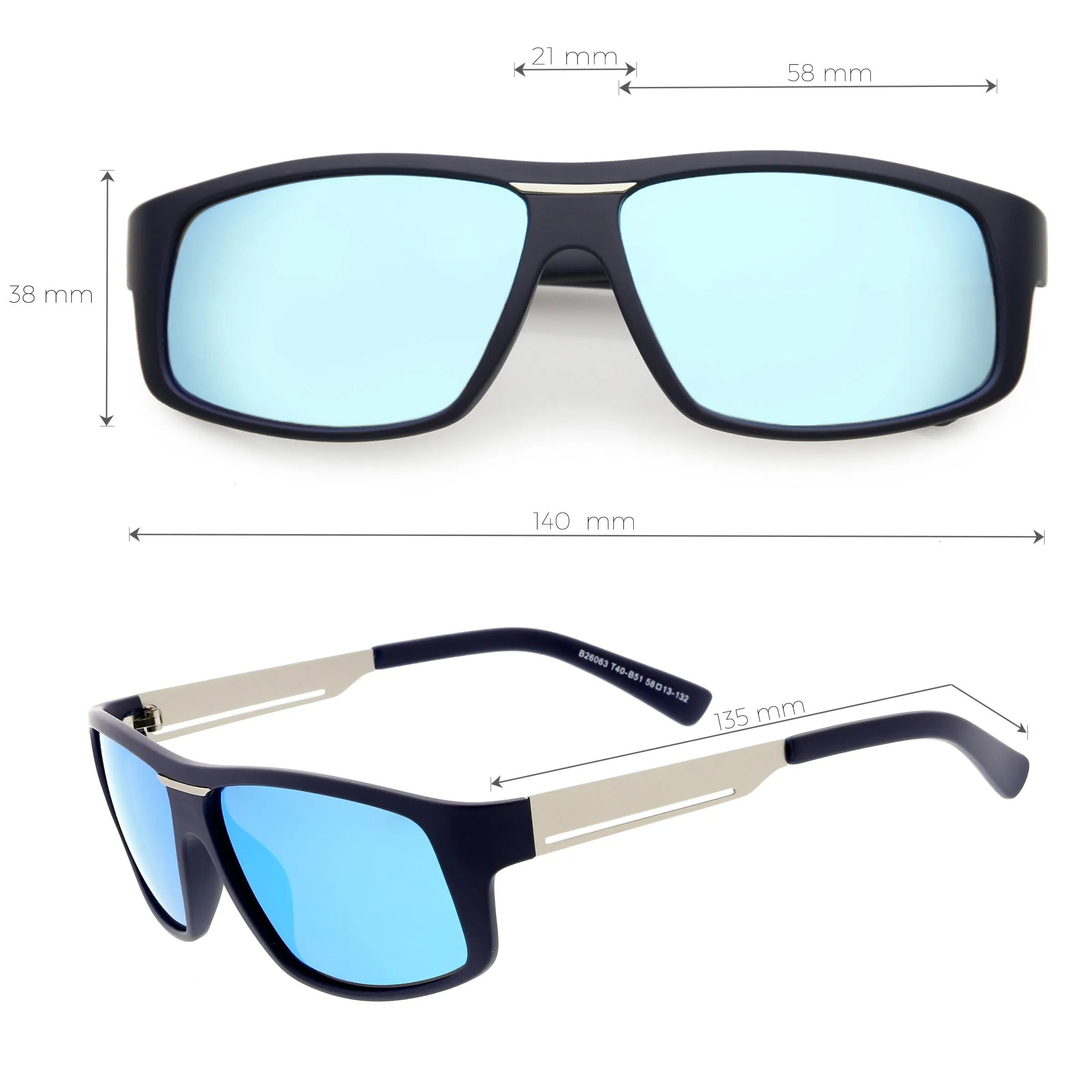 Lifestyle Flat Metal Arms  Polarized Lens Rectangle Sunglasses C892