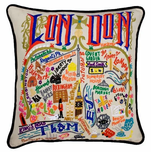 London Hand-Embroidered Pillow