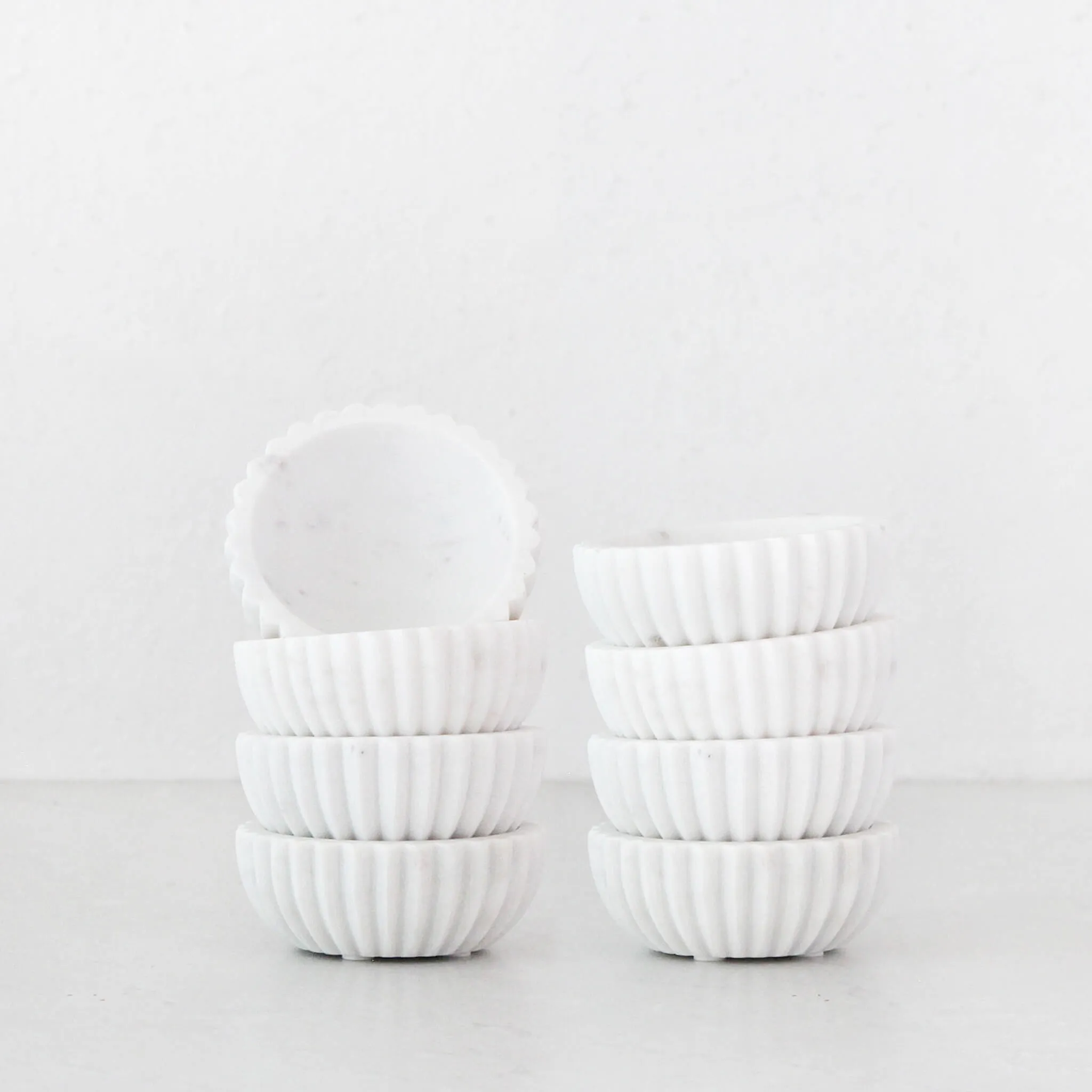 MARA PINCH BOWL BUNDLE X8  |  WHITE MARBLE