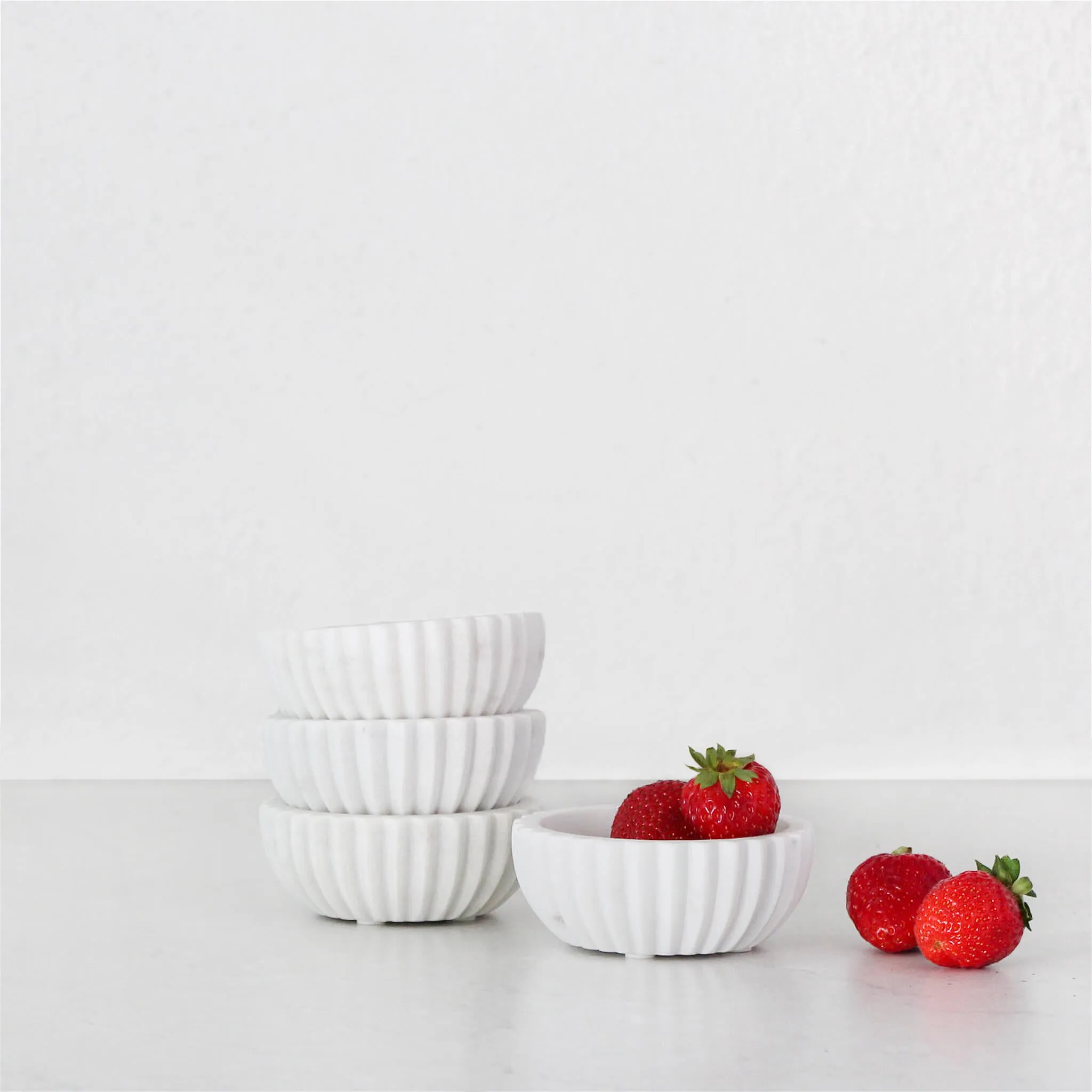 MARA PINCH BOWL BUNDLE X8  |  WHITE MARBLE