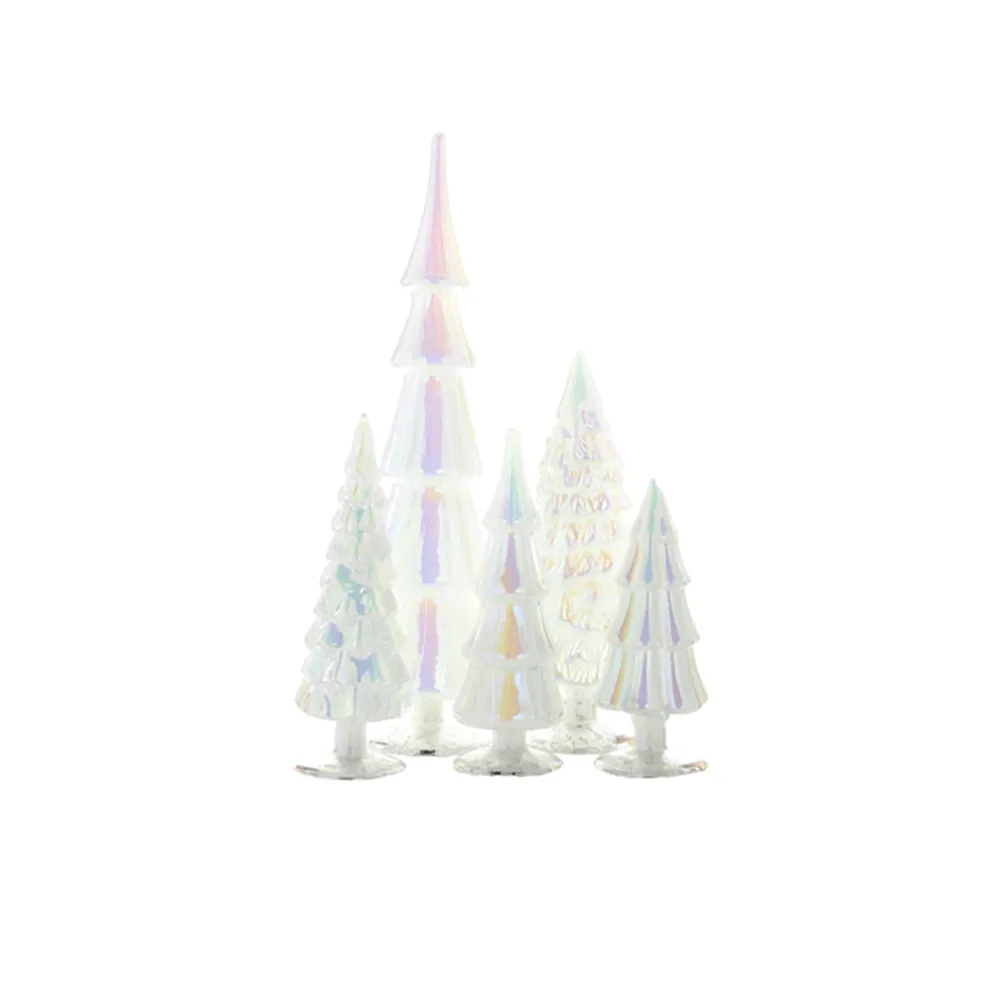Moonglow Hue Glass Trees - Set of Five