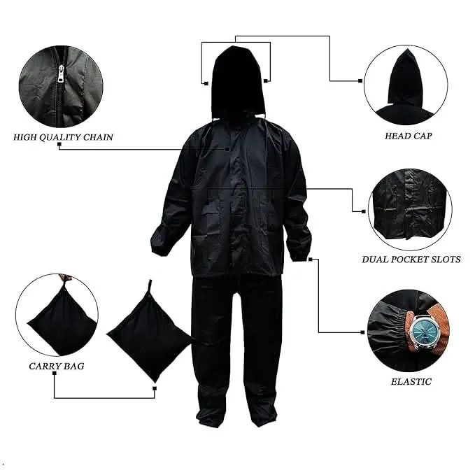 Multispace Black Rain Suit Jacket and Pants (Unisex)